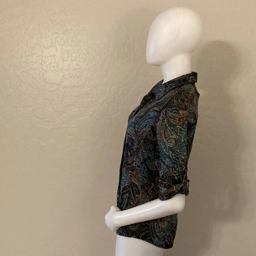 Pure Amici Button Down Paisley Print Top Small_7
